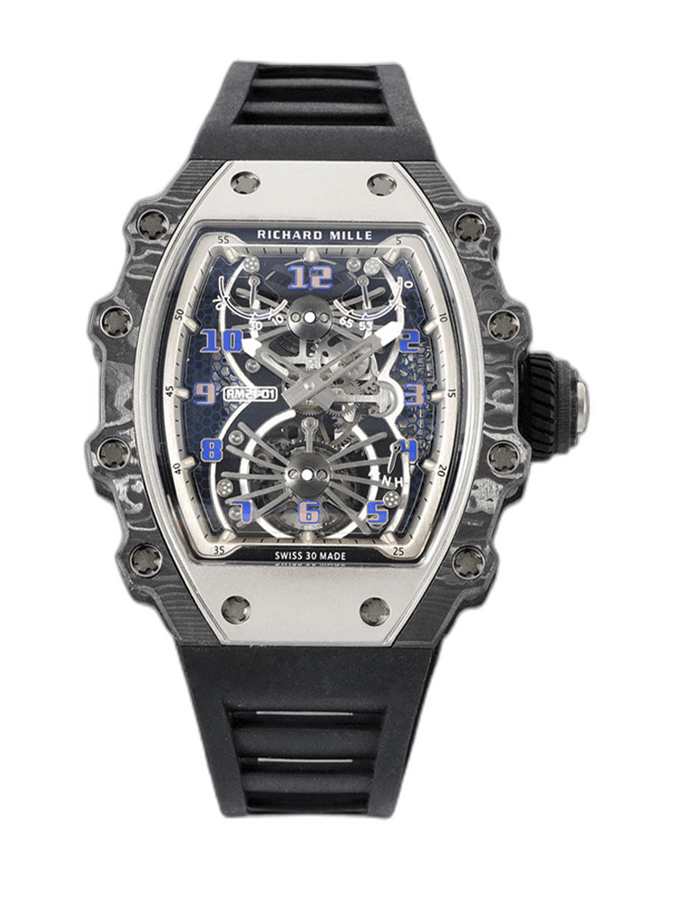 Swiss Richard Mille RM 21-01 Replica Tourbillon Aerodyne Carbon Tpt Watch For Men – High-End Skeleton Dial