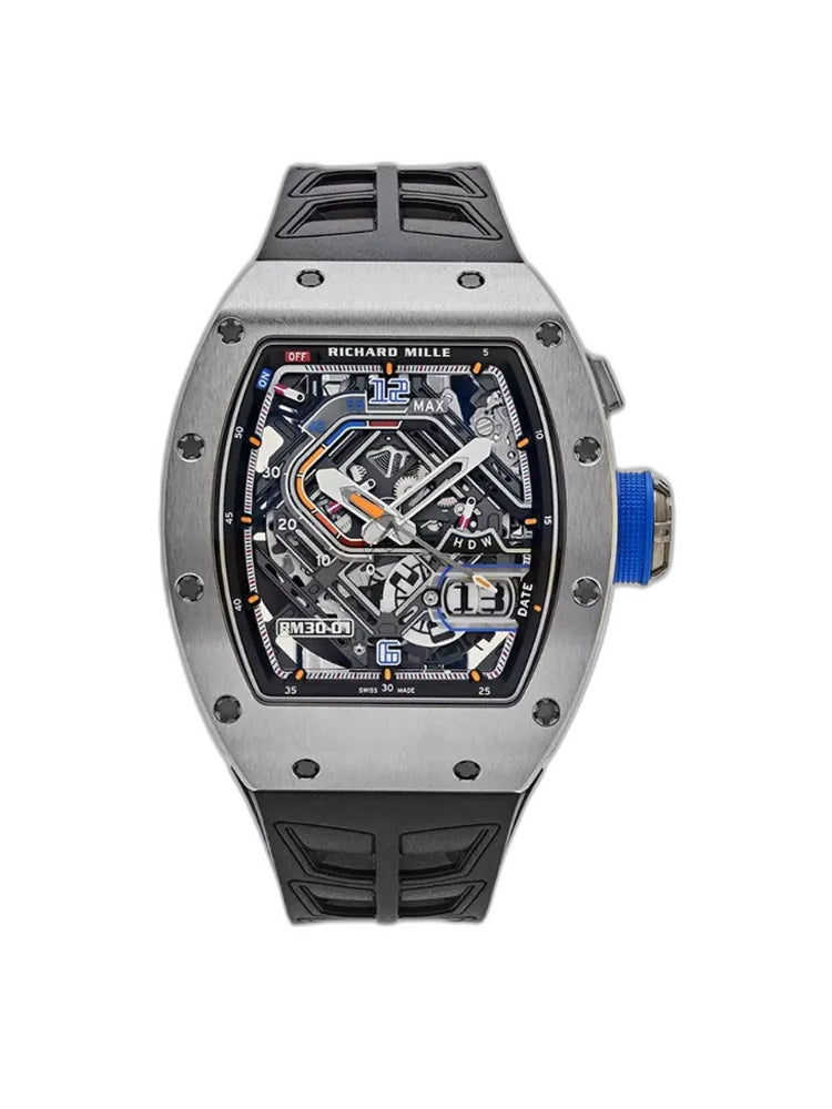 Richard Mille RM 30-01 Replica Skeleton Dial Black Rubber Strap Luxury Sports Wristwatch