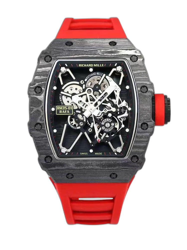 Richard Mille RM 35-01 Replica AAA Swiss Clone with Carbon Case and Red Strap