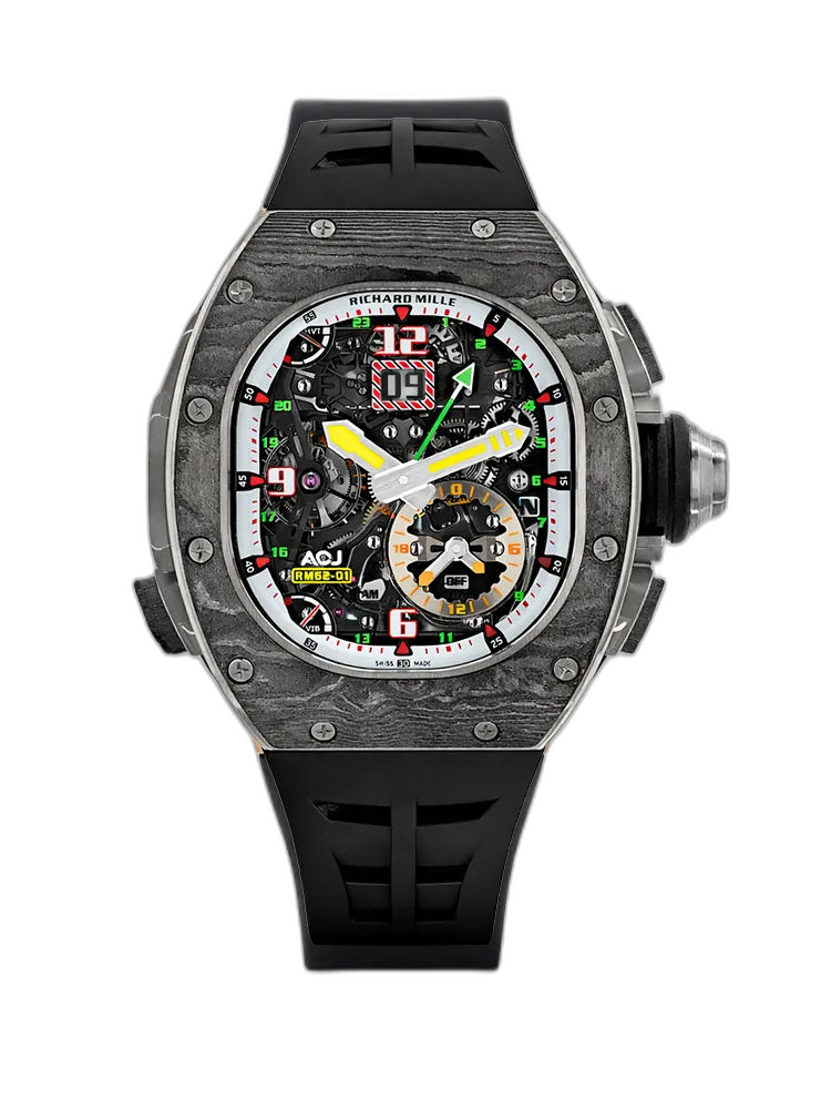 Richard Mille RM 62-01 Tourbillon Vibrating Alarm Watch Carbon TPT Case Skeleton Dial Super Clone