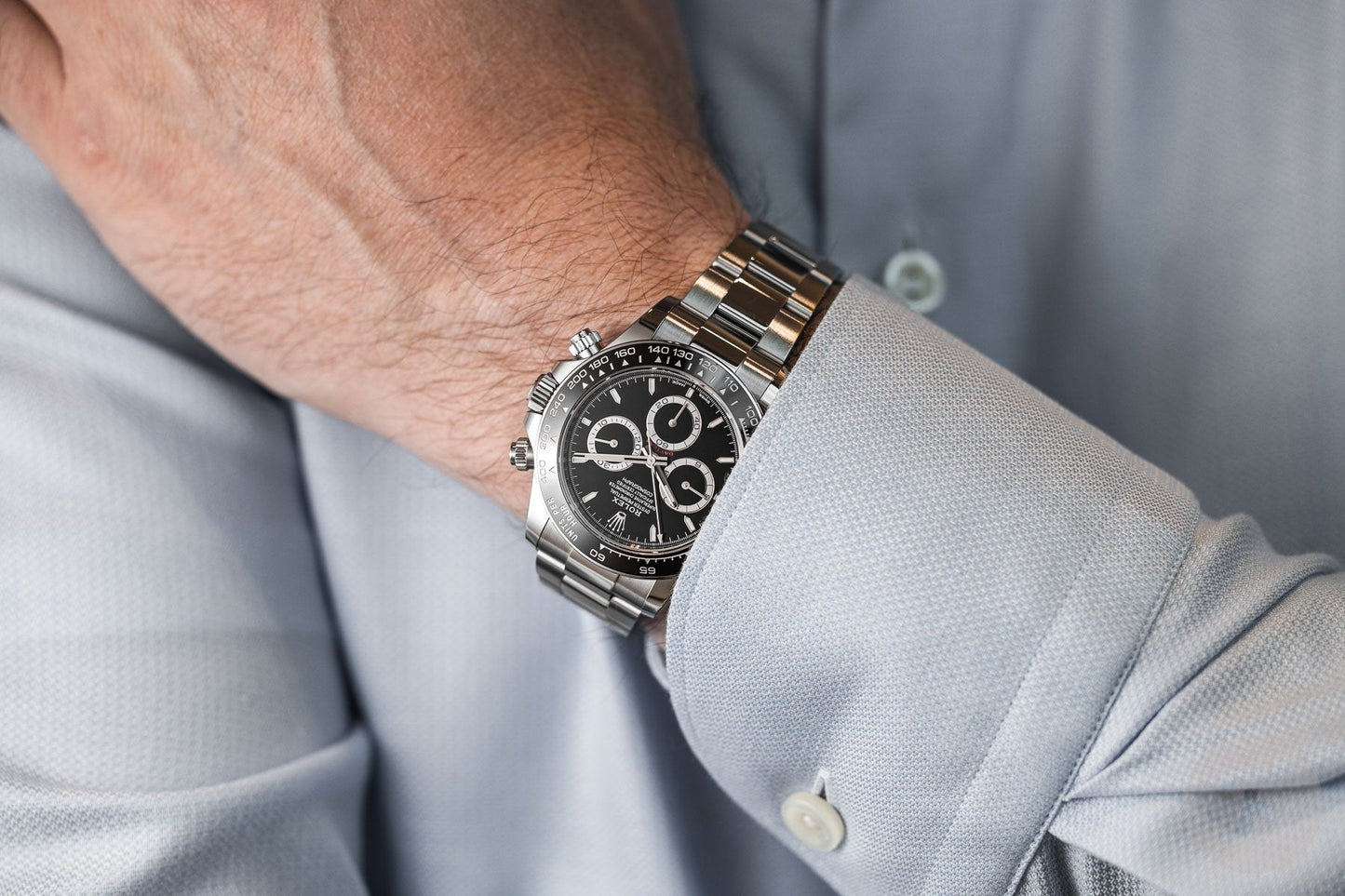 Rolex Daytona Black Dial Metal Bracelet Men's Watch