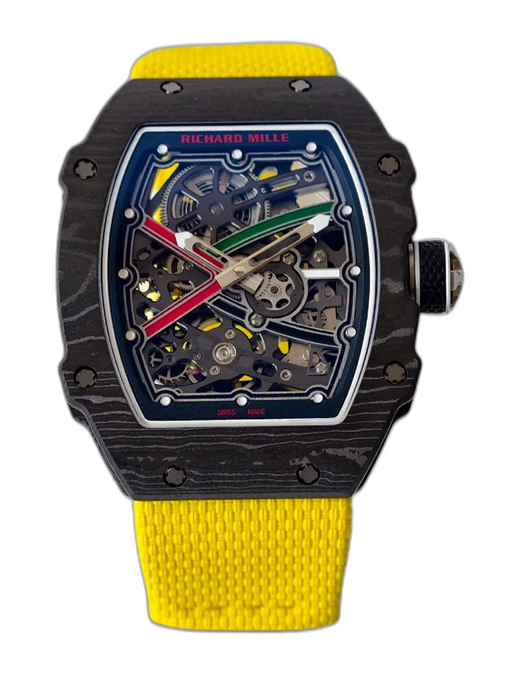 UMI Richard Mille RM 67-02 UAE Edition Black Carbon TPT Yellow Strap Skeleton Replica Watch
