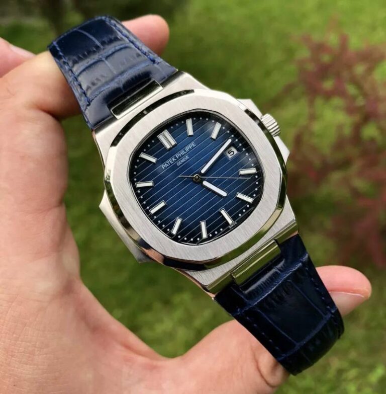 Patek Philippe Nautilus Blue Dial 41 mm Blue Strap Men's Watch