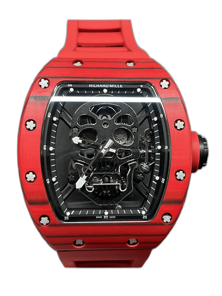 Replica Richard Mille RM 52-01 Skeleton Skull Dial Men's Watch – Swiss Movement, Red Carbon Case
