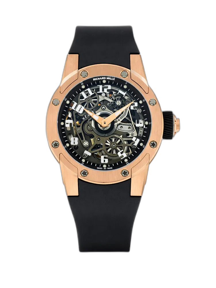 Best Replica Richard Mille RM 63-01 Dizzy Round Skeleton Dial Automatic Watch Big-Date Rose Gold Case