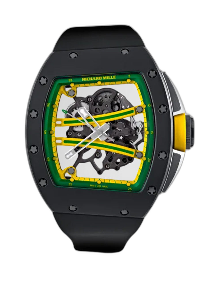 Replica Richard Mille RM 61-01 Yohan Blake Super Clone RMUL2 Skeleton Manual Wind Watch Black Rubber Strap