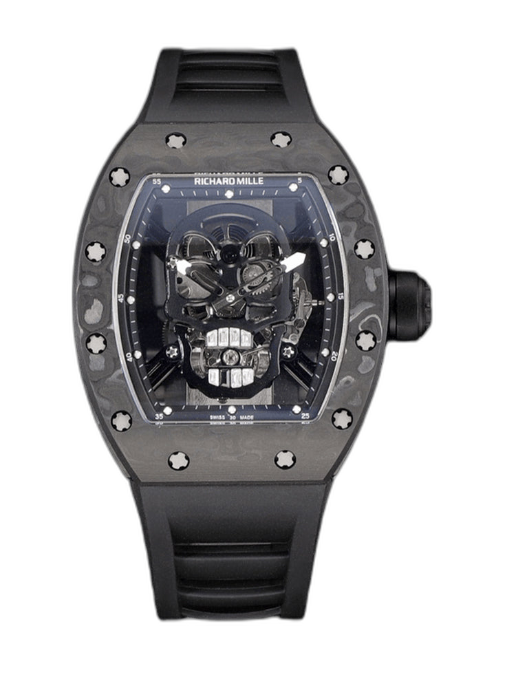 Best Richard Mille RM 052 Replica Black Carbon Fiber Case Watch – Men’s Luxury Watch With Skeleton Skull Dial