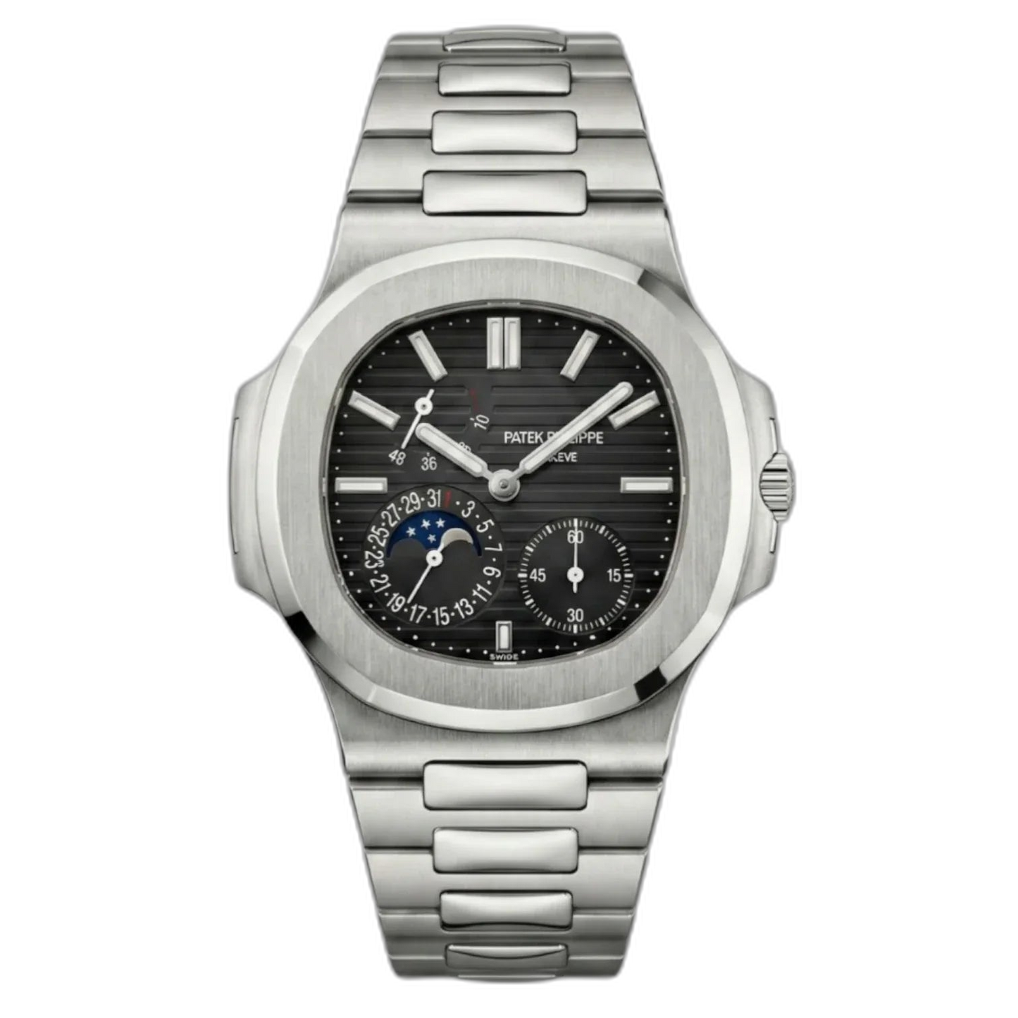Patek Philippe Nautilus Black Dial 41 mm Rubber Strap Men's Watch