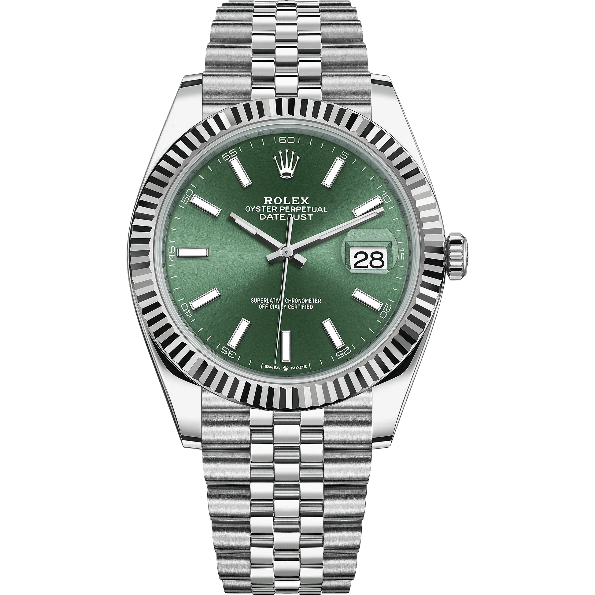 Rolex Datejust Green Dial 41 mm Metal Bracelet Men's Watch