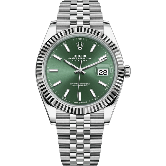 Rolex Datejust Green Dial 41 mm Metal Bracelet Men's Watch