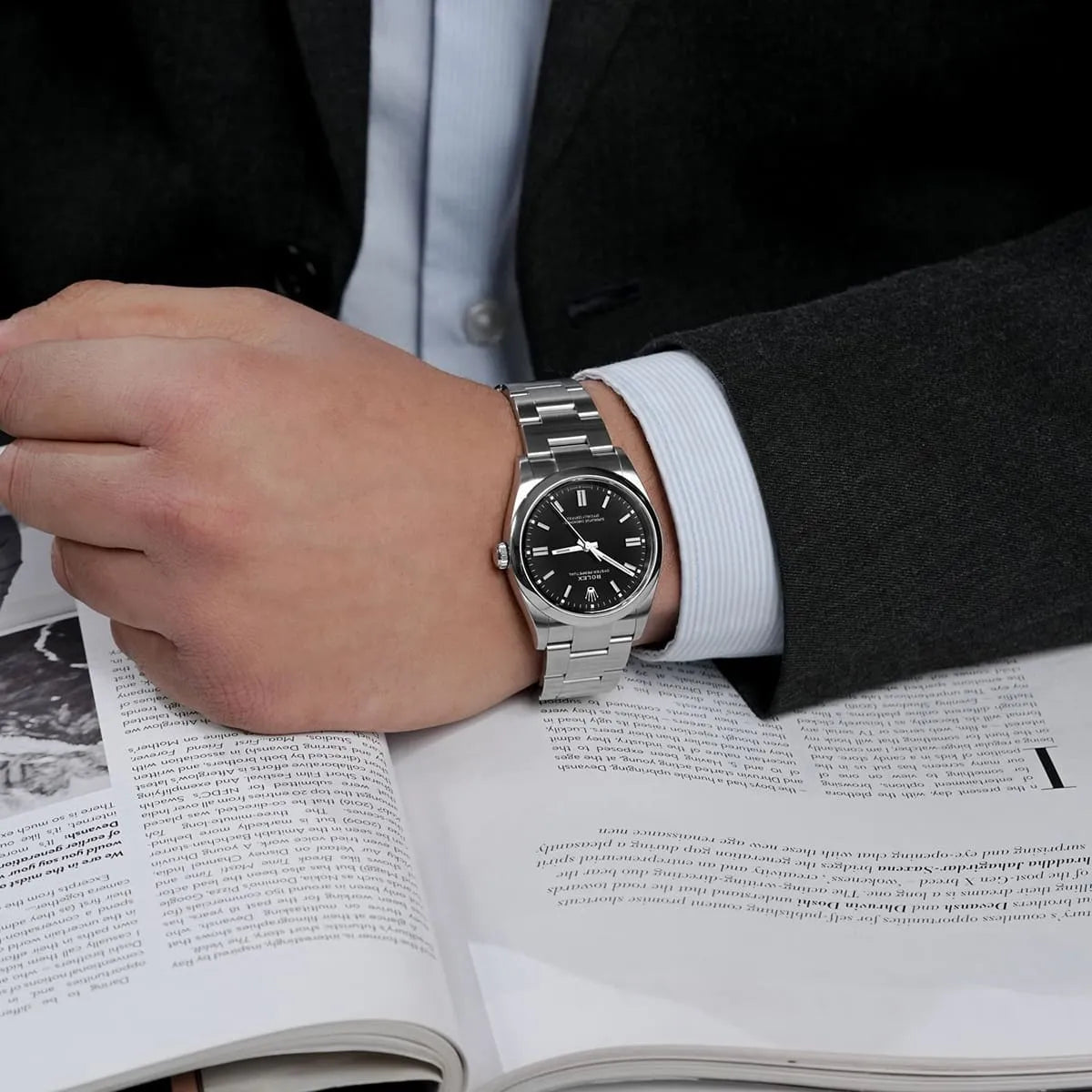 Rolex Perpetual Black Dial 41 mm Metal Bracelet Men's Watch