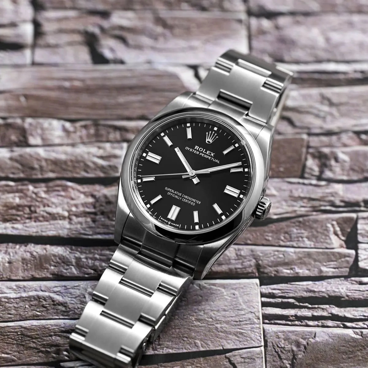 Rolex Perpetual Black Dial 41 mm Metal Bracelet Men's Watch