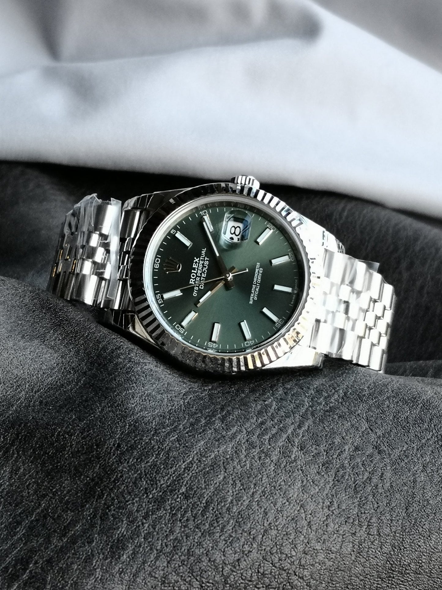 Rolex Datejust Green Dial 41 mm Metal Bracelet Men's Watch