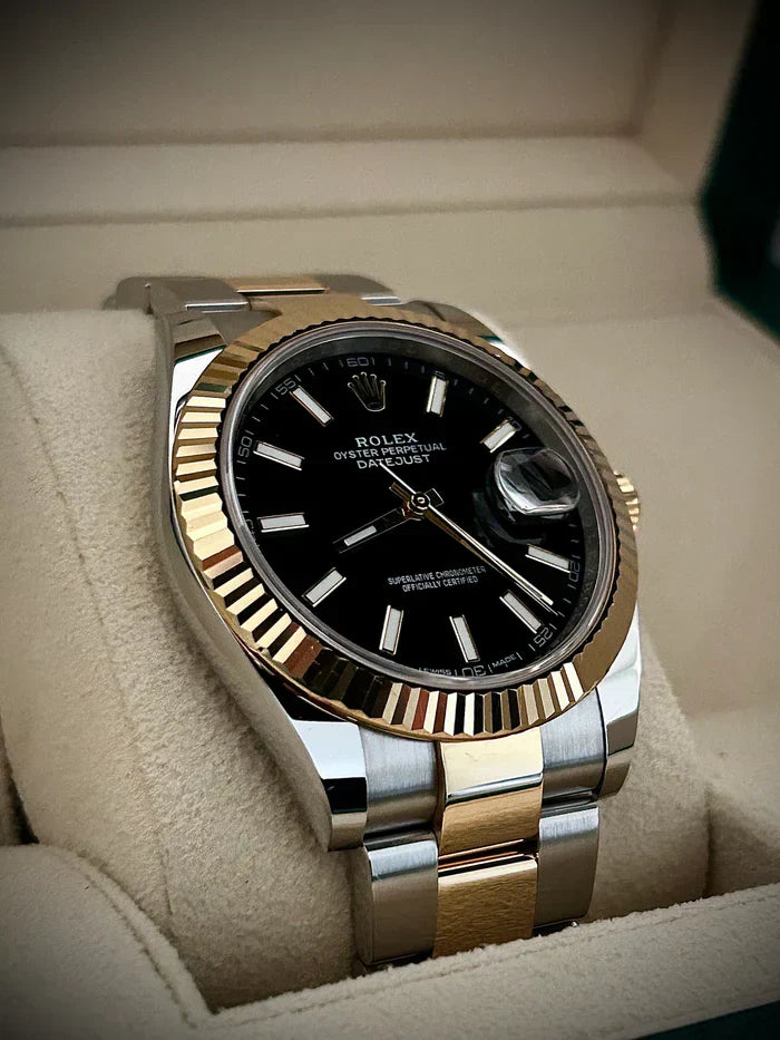 Rolex Datejust Black Dial 41 mm Metal Bracelet Men's Watch (Ref. 020)