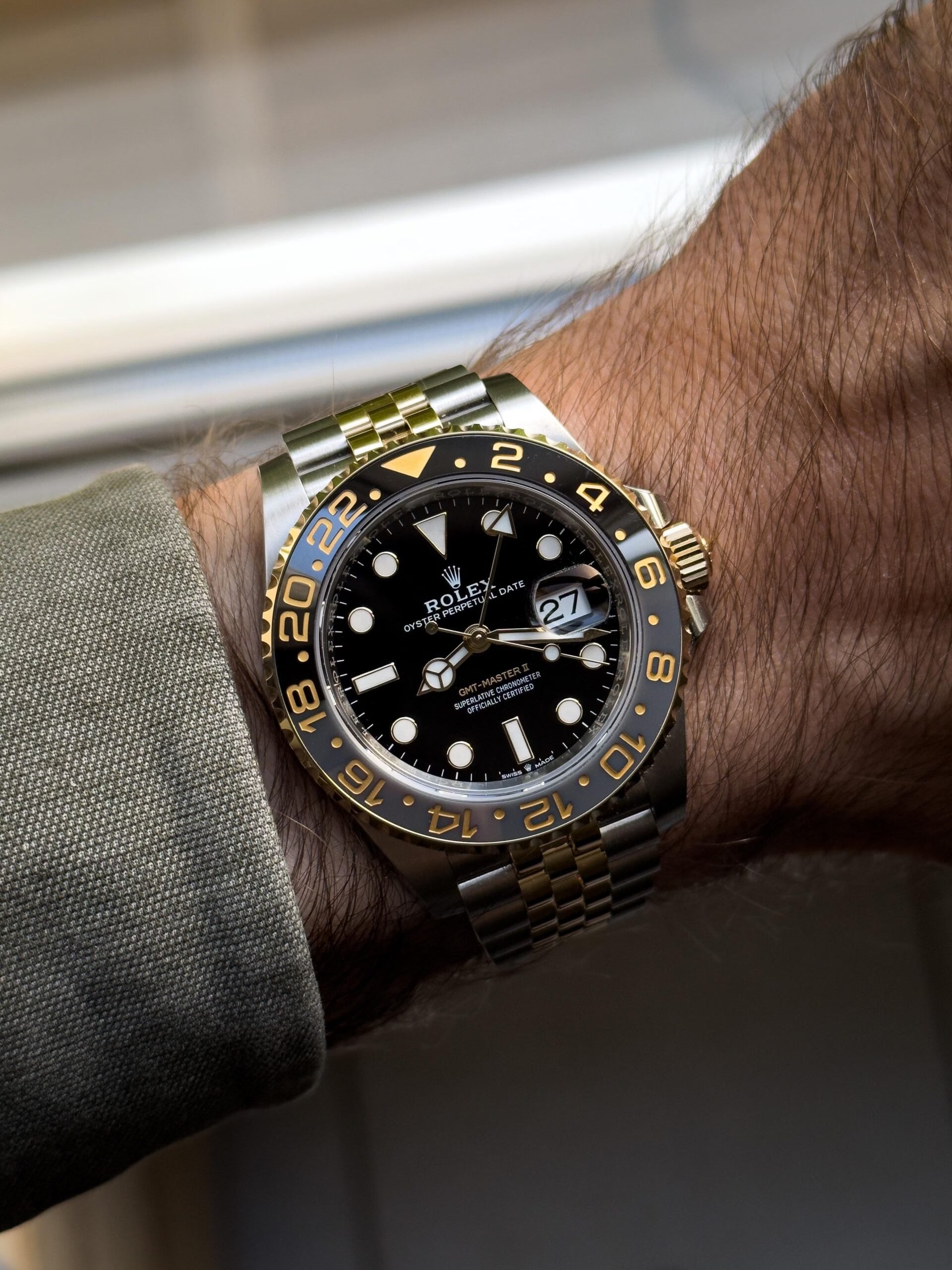 Rolex GMT-Master II Black Dial Metal Bracelet Men's Watch (Ref. 022)