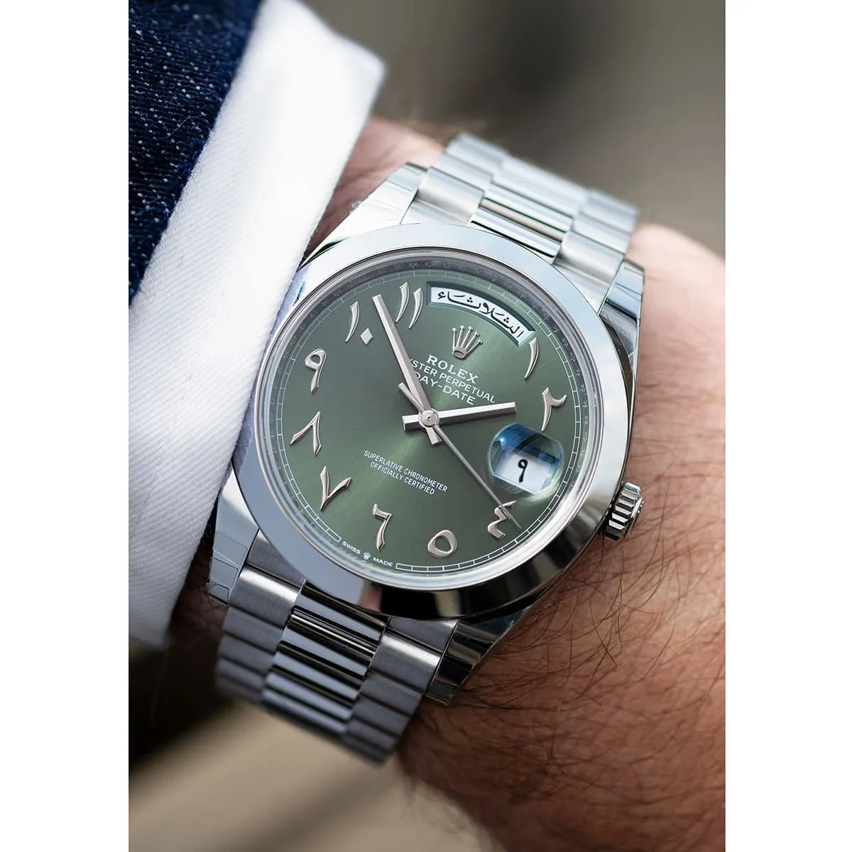 Rolex Day-Date Green Dial 36 mm Metal Bracelet Men's Watch (Ref. 018)