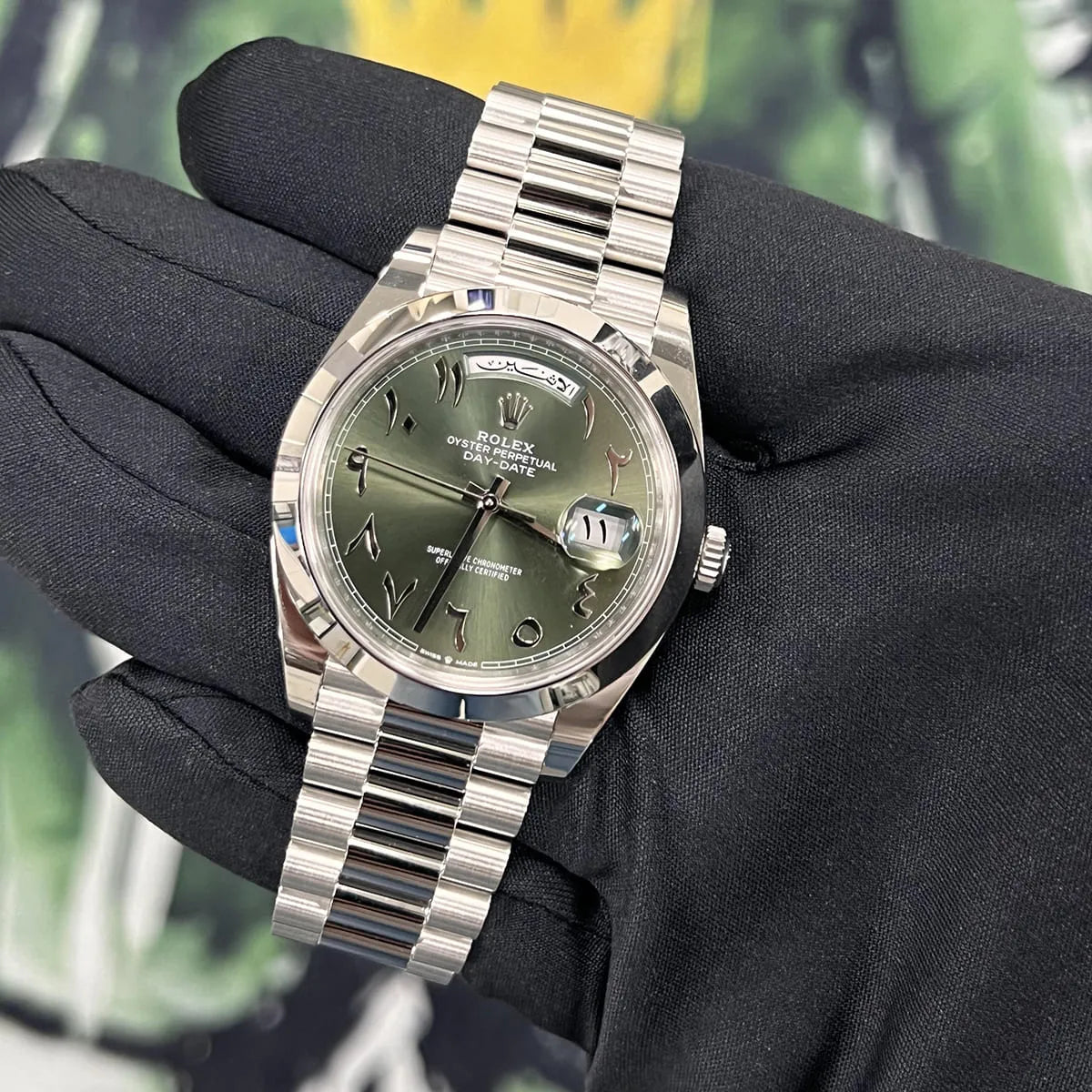 Rolex Day-Date Green Dial 36 mm Metal Bracelet Men's Watch (Ref. 018)