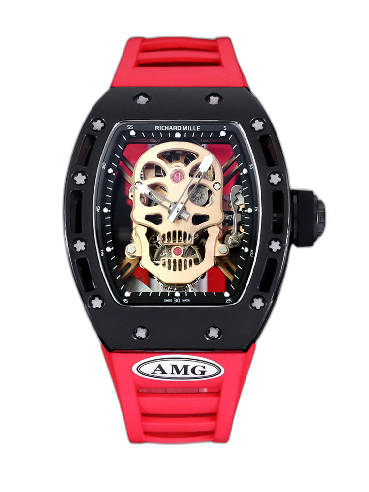 Best Swiss Replica RICHARD MILLE RM 52 Watch – Skeleton Tourbillon , Red Strap