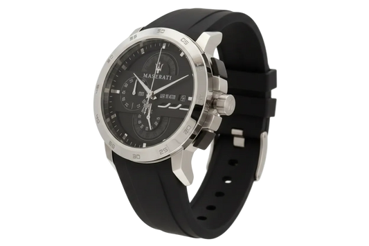 Maserati Black Dial 45 mm Leather Strap Men's Watch R8871619004