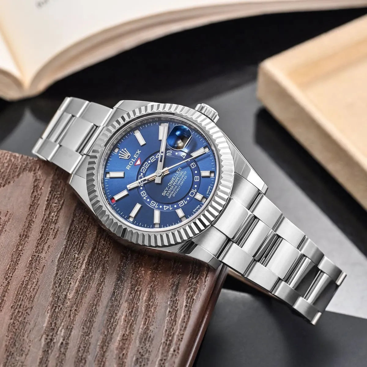Rolex Sky-Dweller Blue Dial 42 mm Metal Bracelet Men's Watch (Ref. 029)