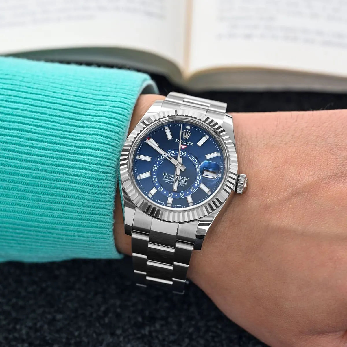 Rolex Sky-Dweller Blue Dial 42 mm Metal Bracelet Men's Watch (Ref. 029)