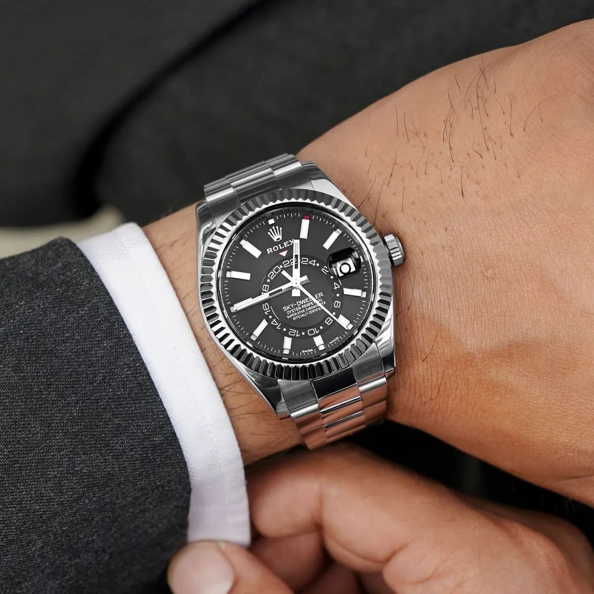 Rolex Sky-Dweller Black Dial 43 mm Metal Bracelet Men's Watch (Ref. 051)