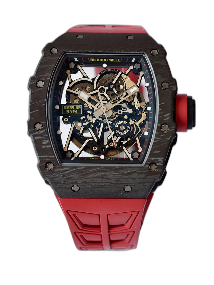 UMI Richard Mille RM 35-02 Rafael Nadal Carbon TPT Super Clone Watch - Red Strap