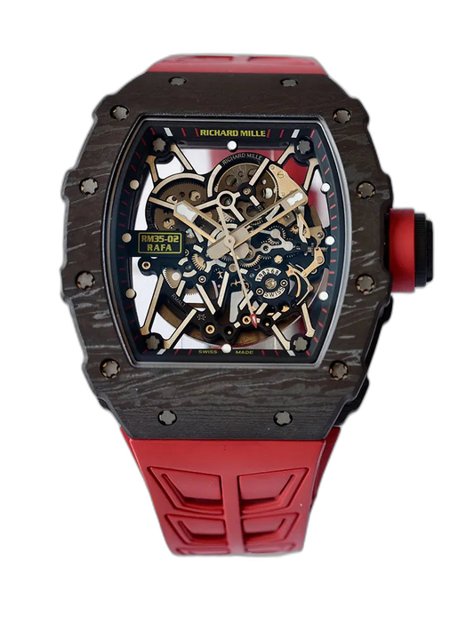 UMI Richard Mille RM 35-02 Rafael Nadal Carbon TPT Super Clone Watch - Red Strap