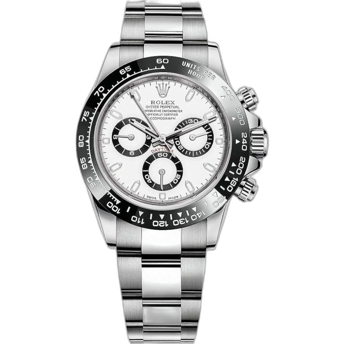 Rolex Daytona White Dial Metal Bracelet Men's Watch