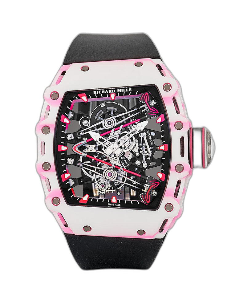 Richard Mille RM 38 02 Bubba Watson Replica Swiss Tourbillon 43mm White Pink Quartz TPT Skeleton Dial