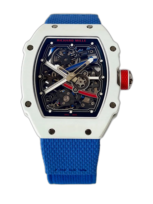 UMI Richard Mille RM 67-02 Alexis Pinturault White Quartz TPT Carbon Blue Strap Automatic Replica Watch