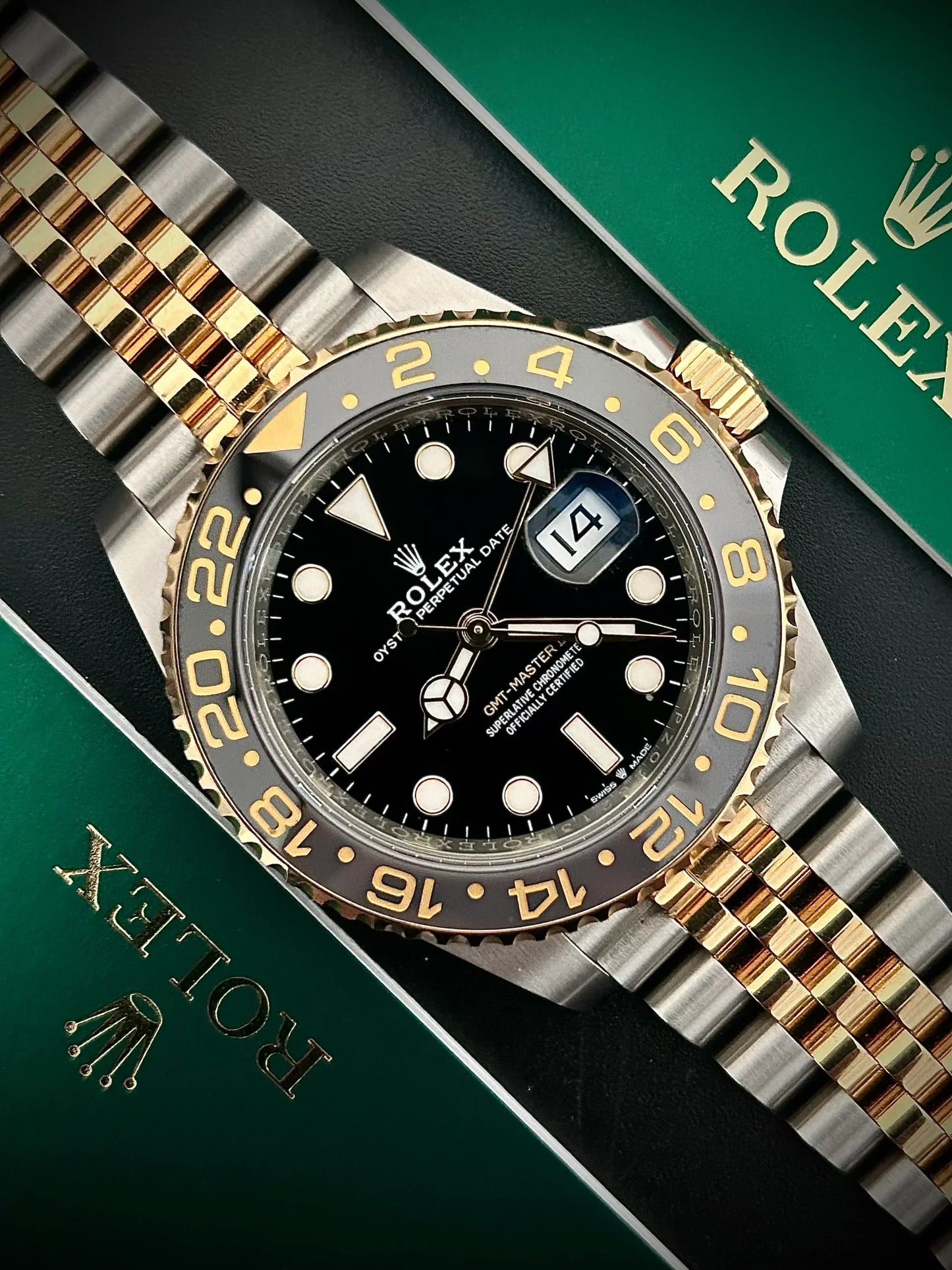 Rolex GMT-Master II Black Dial Metal Bracelet Men's Watch (Ref. 022)