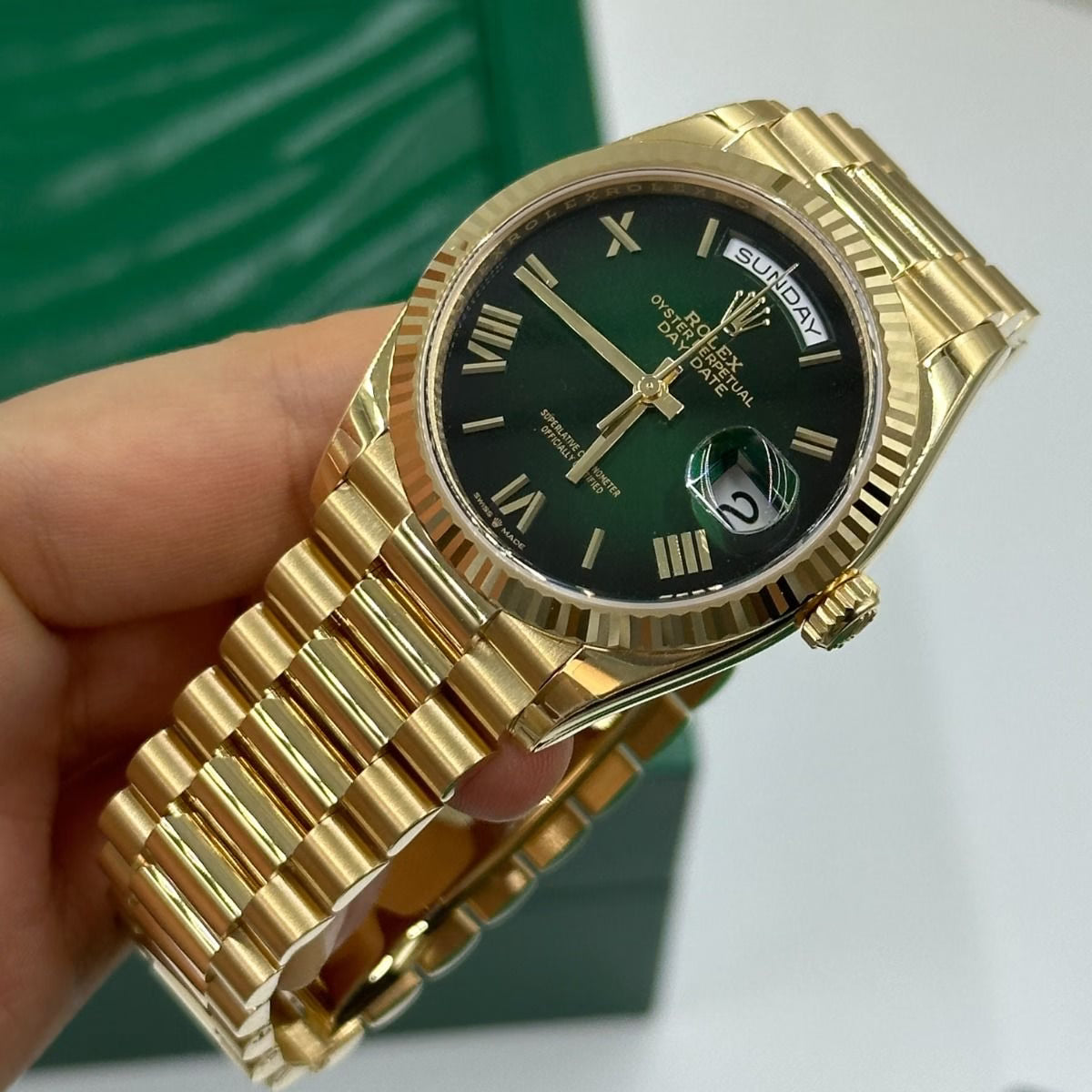 Rolex Day-Date Green Dial 41 mm Metal Bracelet Men's Watch (Ref. 013)