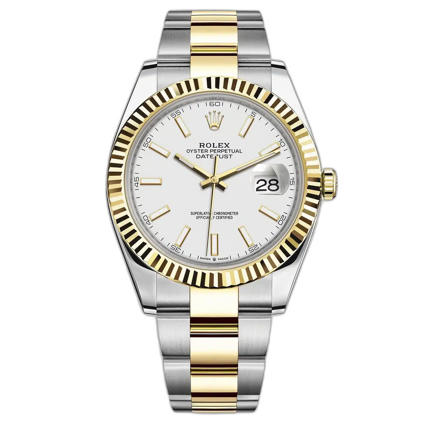 Rolex Datejust White Dial 41 mm Metal Bracelet Men's Watch (Ref. 077)