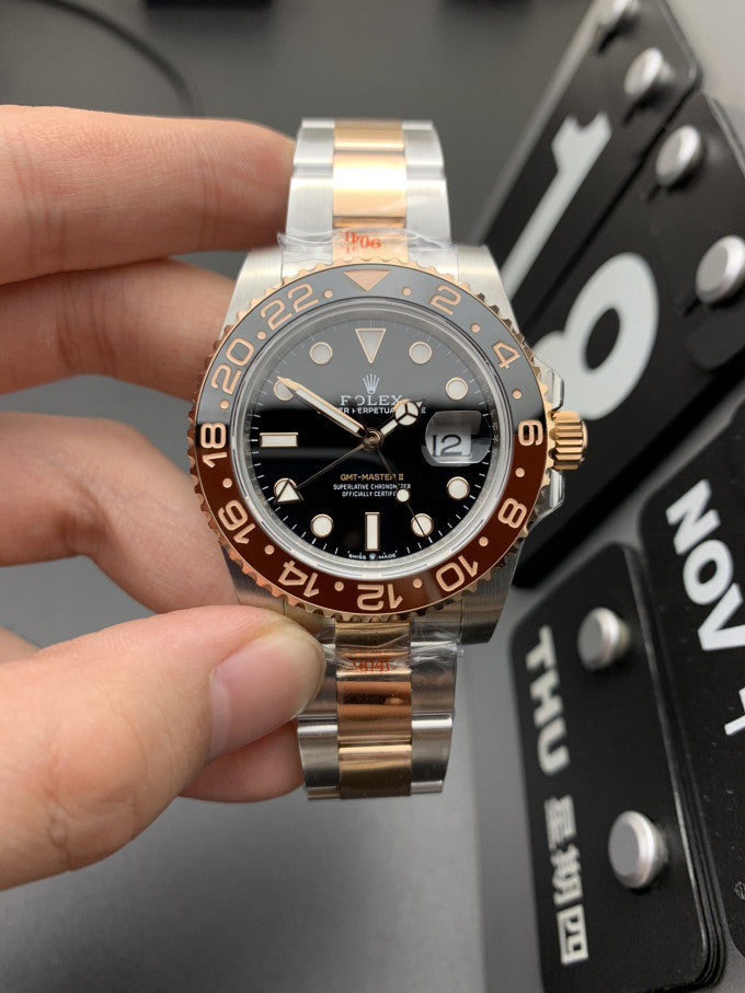 Rolex GMT-Master II Black Dial Metal Bracelet Men's Watch (Ref. 010)