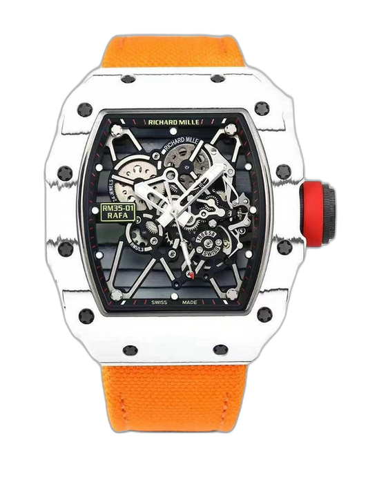 Swiss Richard Mille RM 35-01 Rafael Nadal Replica Watch – White NTPT Carbon Case