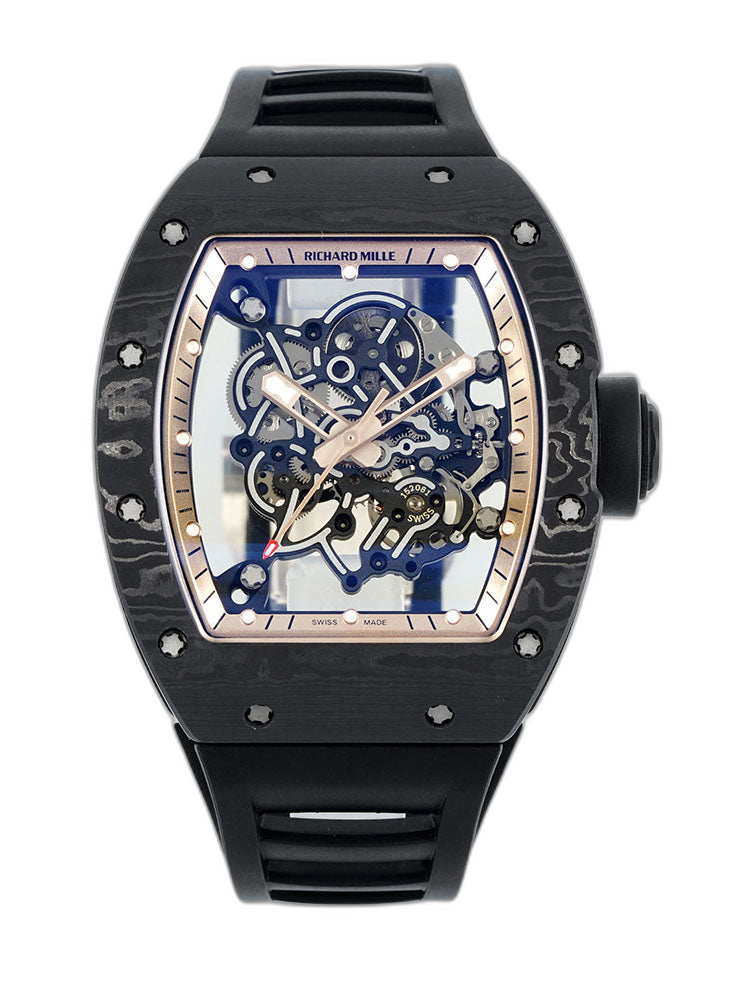 Richard Mille RM055 Skeleton Watch with Black Rubber Strap – Swiss Replica