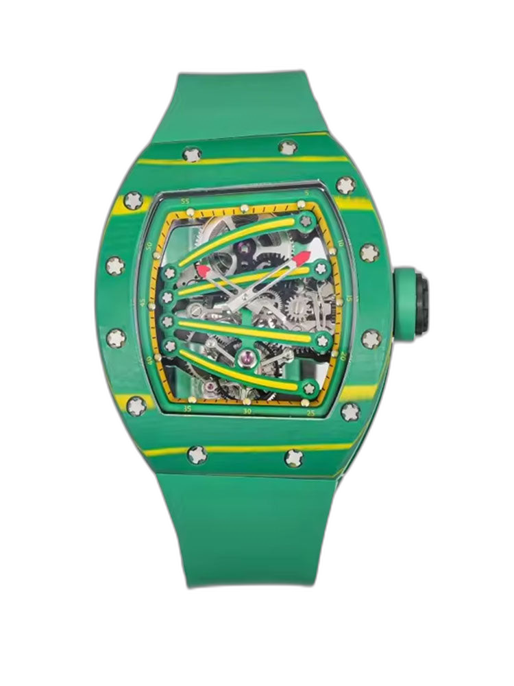 Richard Mille RM 59-01 Tourbillon Super Clone Skeleton Replica Watch Green Carbon Yohan Blake
