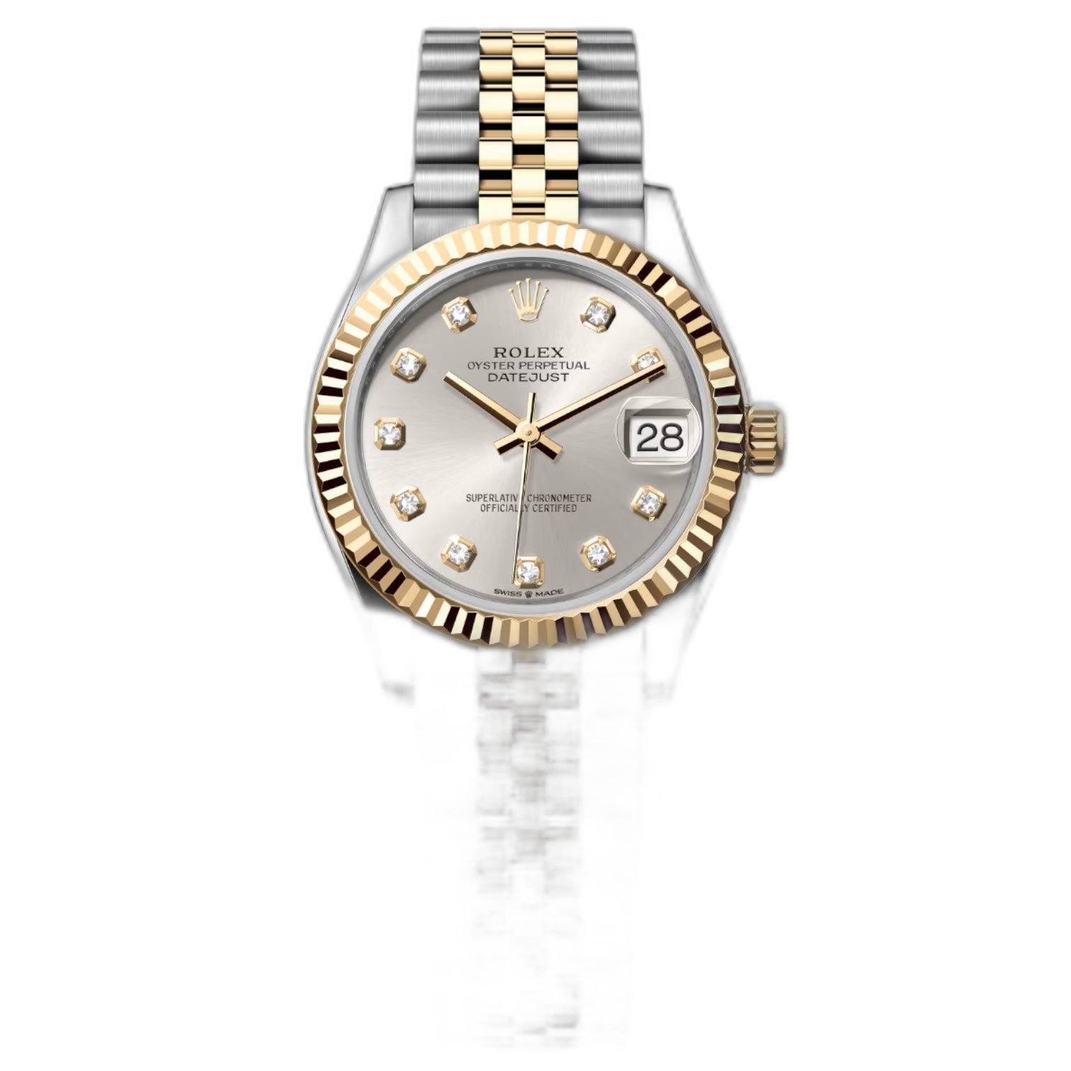 Rolex Datejust Mirror Original Silver Dial 31 mm Metal Bracelet Women's Watch (Ref. 127)