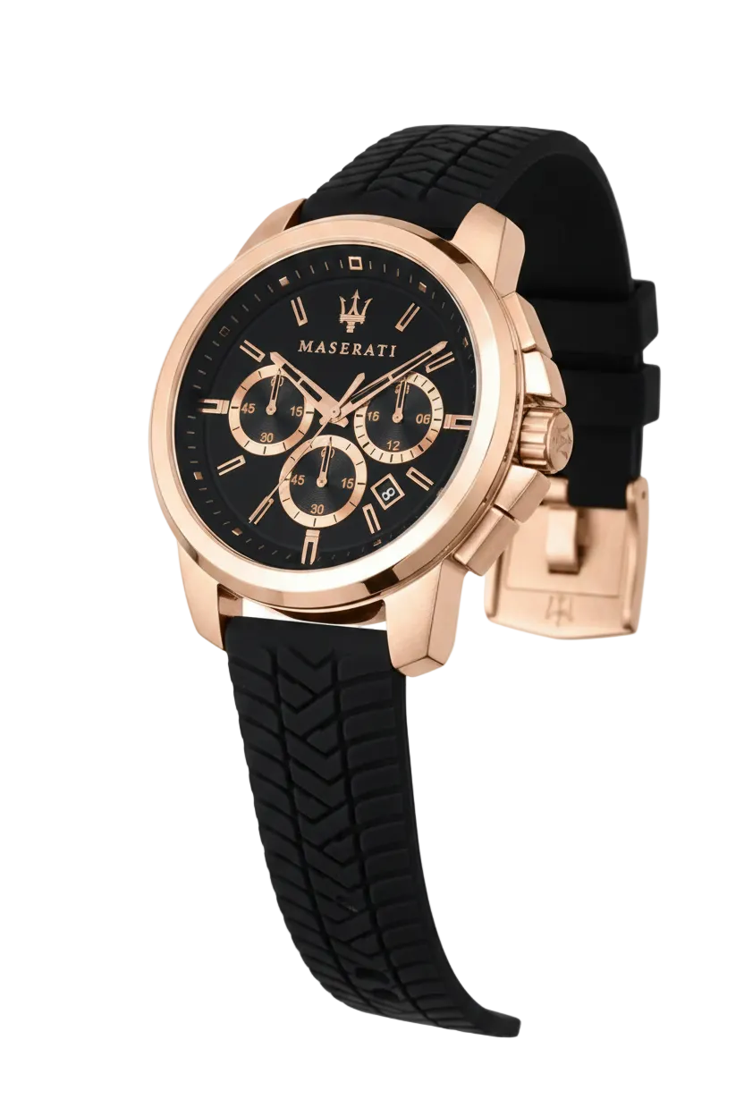 Maserati Black Dial 44 mm Rubber Strap Men's Watch R8871621012