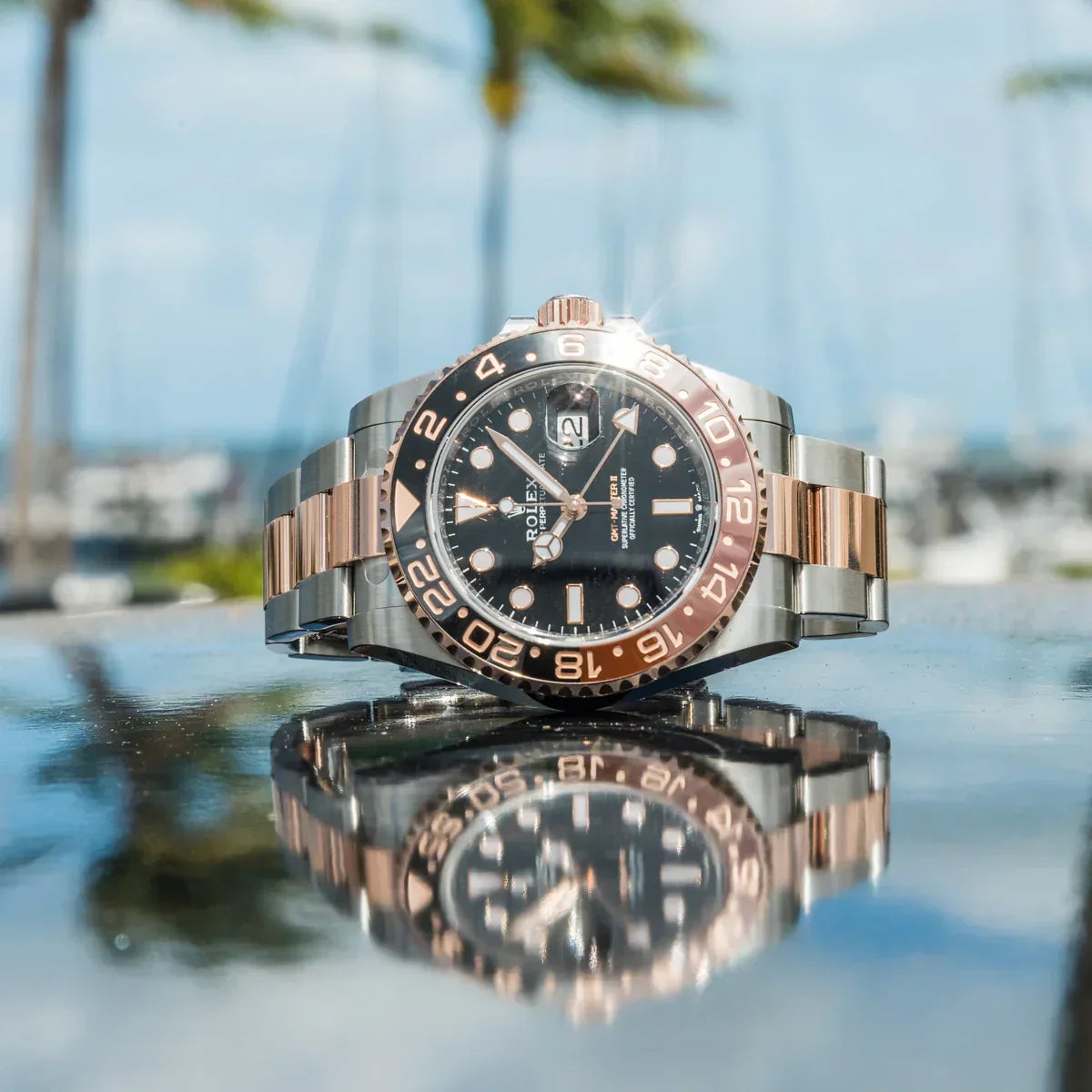 Rolex GMT-Master II Black Dial Metal Bracelet Men's Watch (Ref. 010)