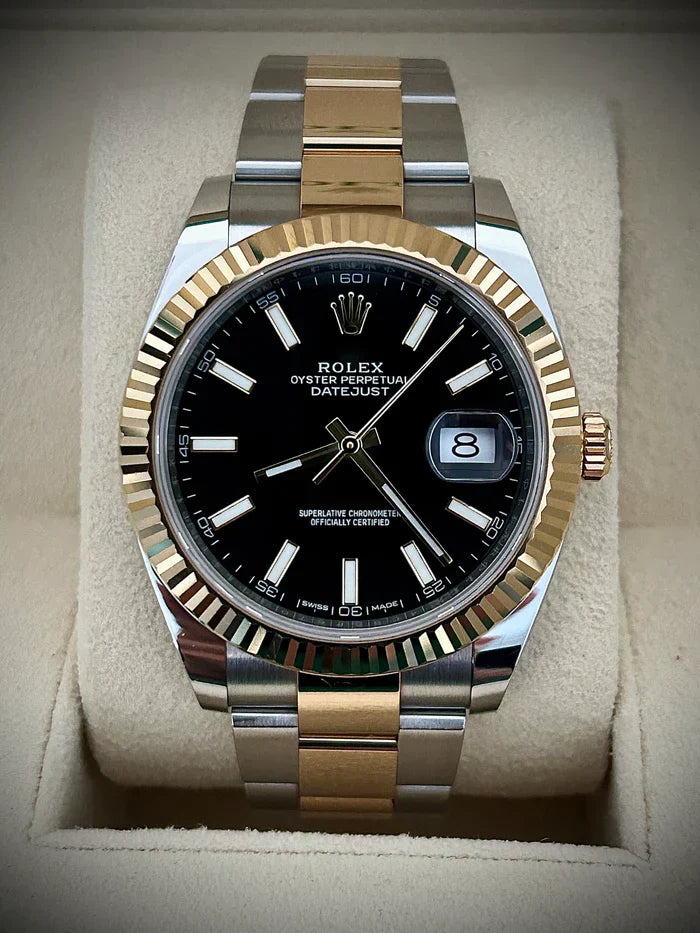 Rolex Datejust Black Dial 41 mm Metal Bracelet Men's Watch (Ref. 020)
