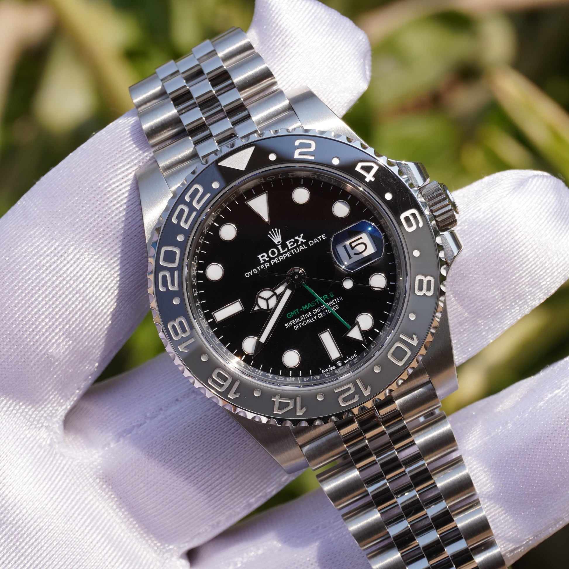 Rolex GMT-Master II Black Dial Metal Bracelet Men's Watch (Ref. 011)
