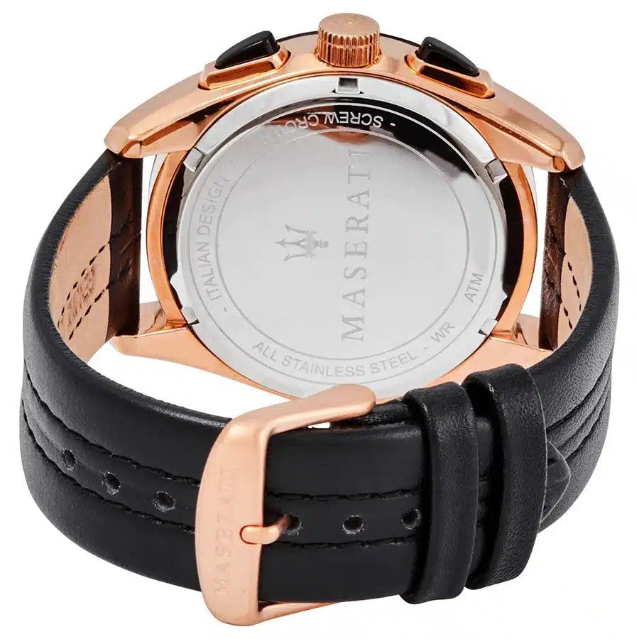 Maserati Black Dial 45 mm Leather Strap Men's Watch R8871612025