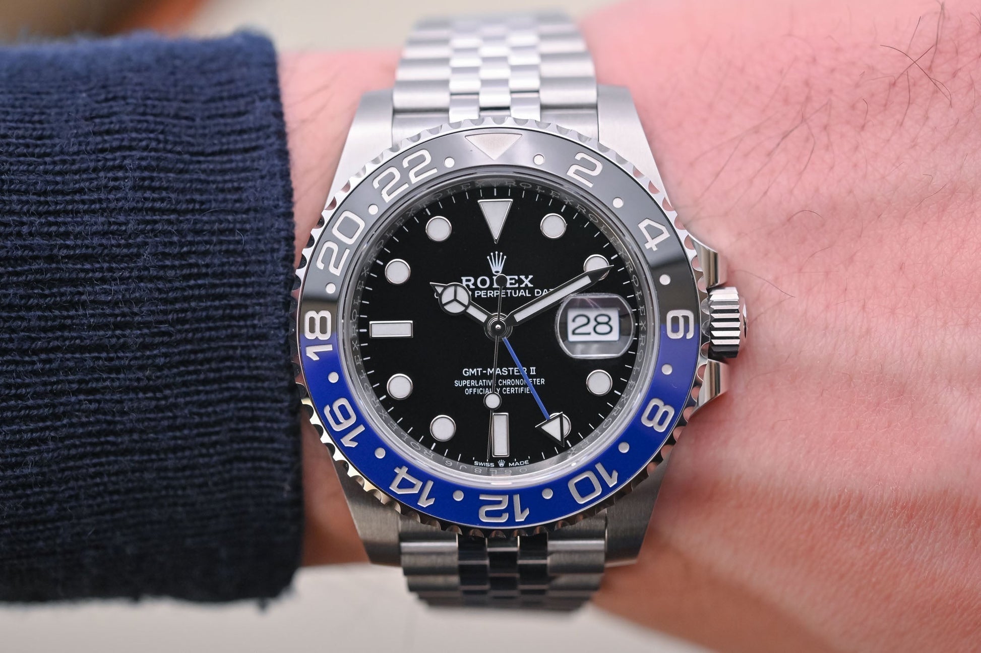 Rolex GMT-Master II Black Dial Metal Bracelet Men's Watch (Ref. 092)