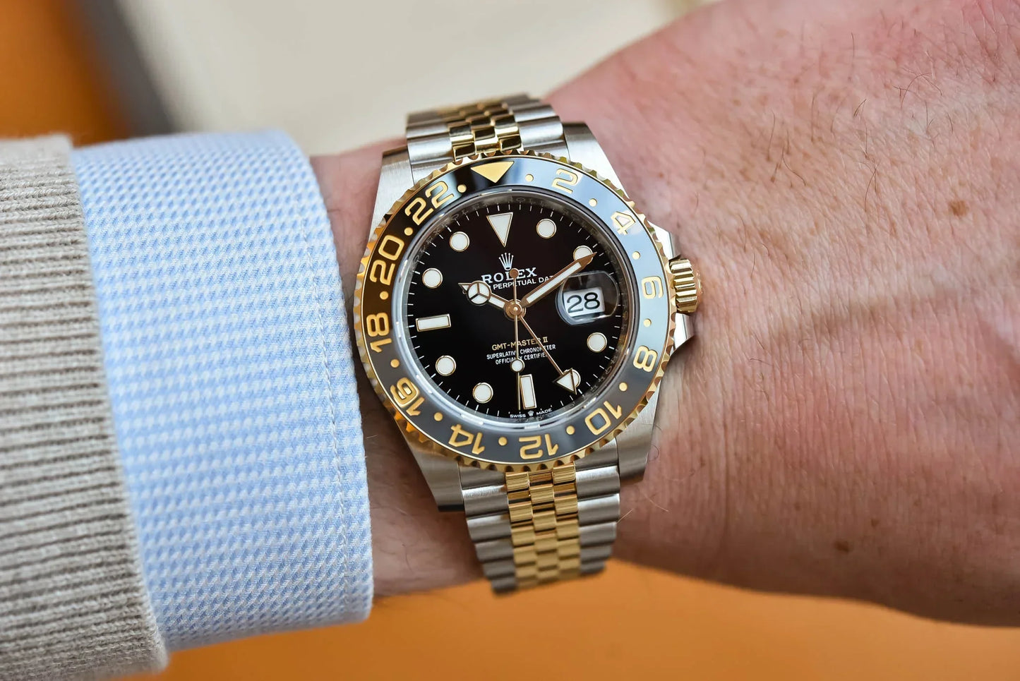 Rolex GMT-Master II Black Dial Metal Bracelet Men's Watch (Ref. 022)