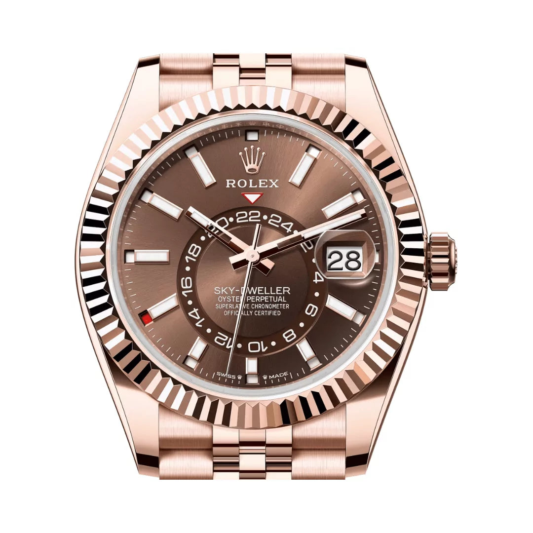 Rolex Sky-Dweller Brown Dial 43 mm Metal Bracelet Men's Watch