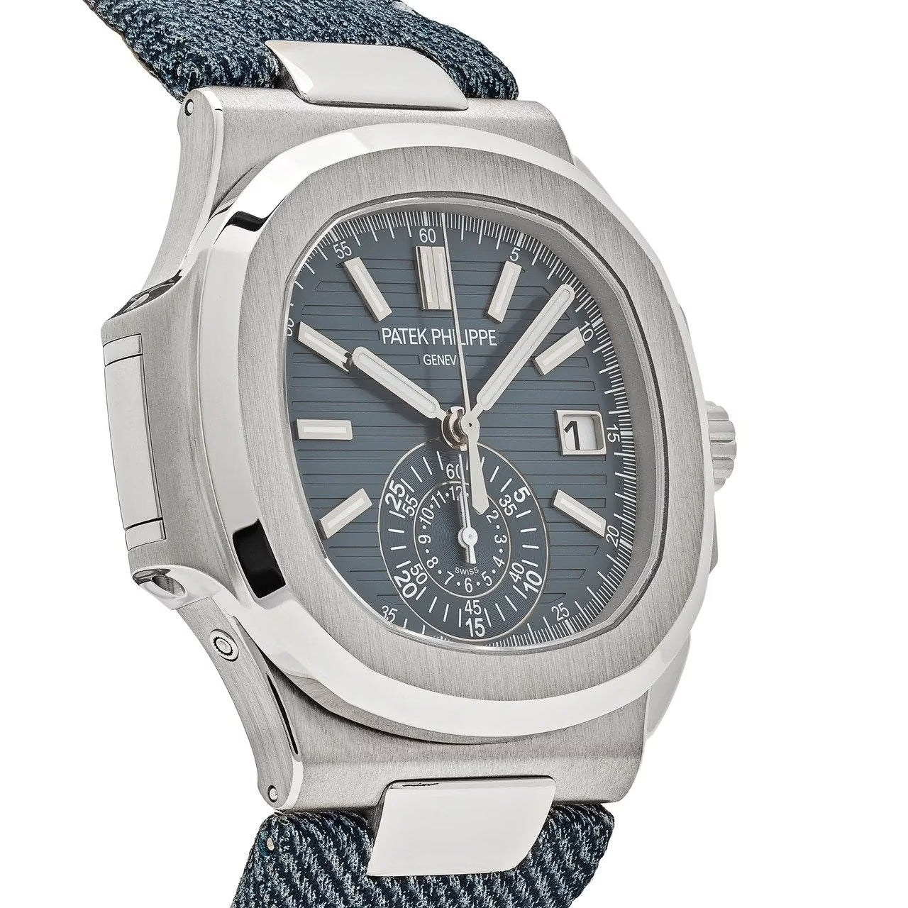 Patek Philippe Nautilus Blue Dial 41 mm Rubber Strap Men's Watch (Ref. V2)