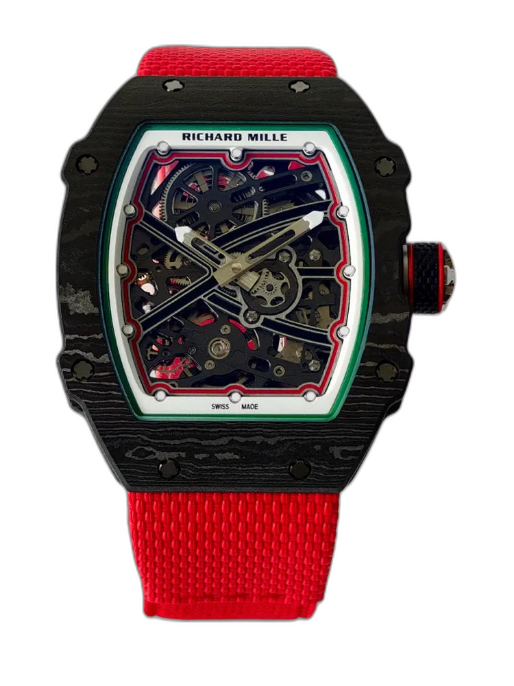 UMI Richard Mille RM 67-02 Extra Flat Italy Carbon TPT Skeleton Red Fabric Strap Replica Watch