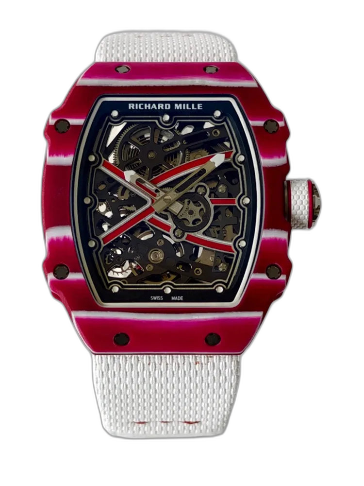 UMI Richard Mille RM 67-02 Mutaz Barshim Burgundy Red & White Quartz TPT Carbon White Strap Replica Watch